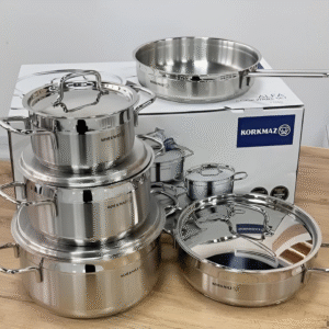 Set de Casseroles Korkmaz – 9 Pièces en Acier Inoxydable 18/10