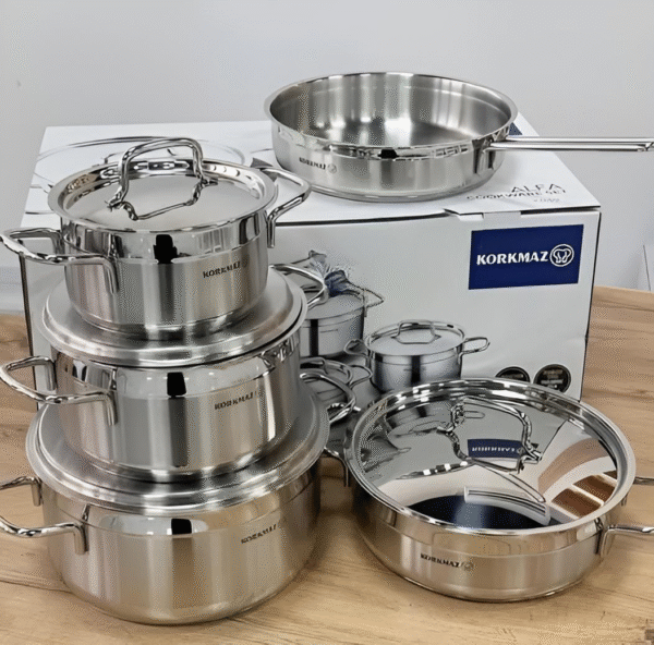 Set de Casseroles Korkmaz – 9 Pièces en Acier Inoxydable 18/10