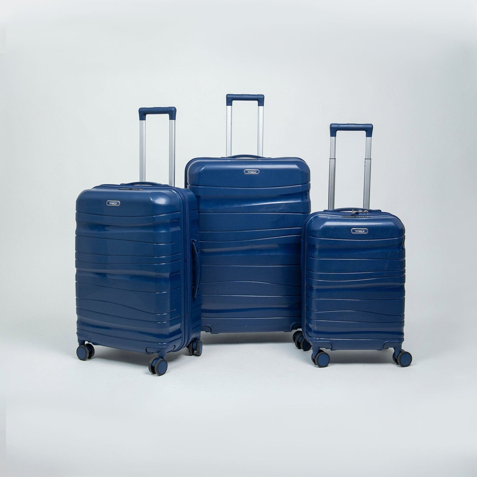 Set de 3 valises Titou incassables roues démontable - Bleu marine