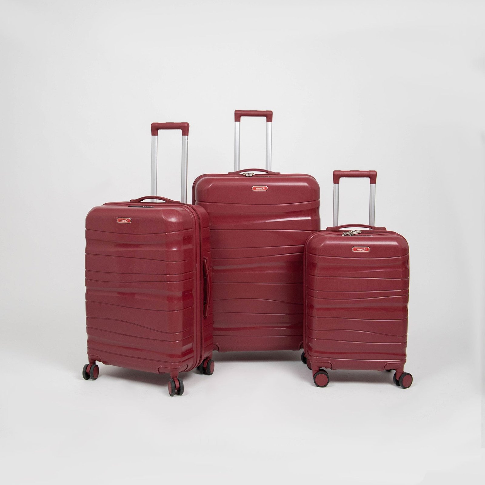 Set de 3 valises Titou incassables à roues démontables – Rouge Bordeaux