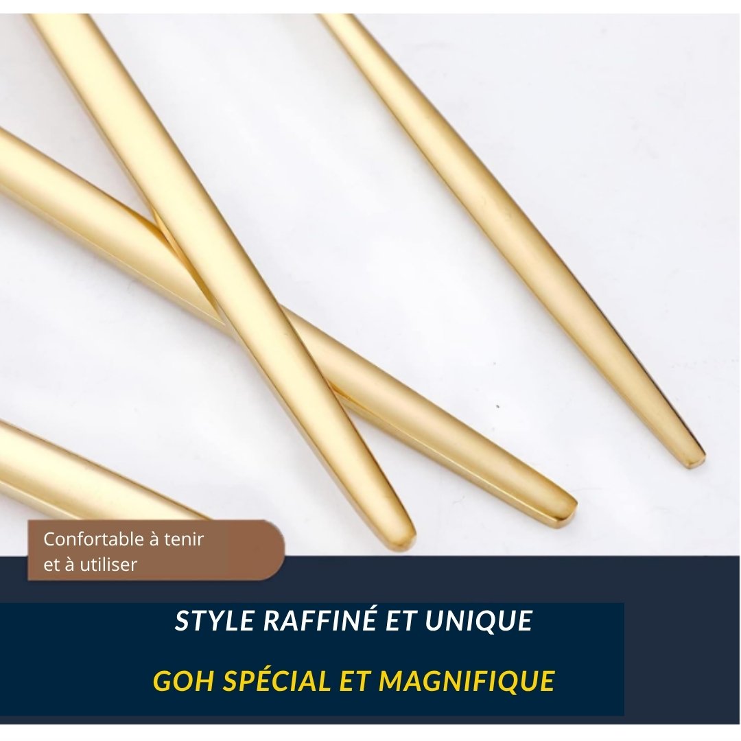 Service de Couverts 24 Pièces en Acier Inoxydable avec Coffret Cadeau - Doré – Image 4