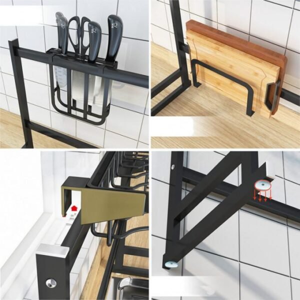 Égouttoir de Cuisine en Acier Inoxydable – Porte-Ustensiles, Bloc à Découper et Design Stable – Image 4