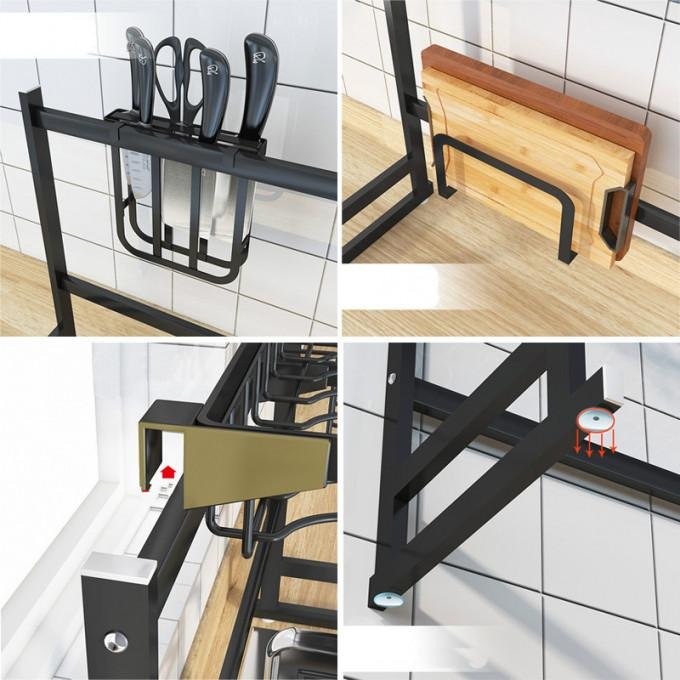 Égouttoir de Cuisine en Acier Inoxydable – Porte-Ustensiles, Bloc à Découper et Design Stable – Image 4