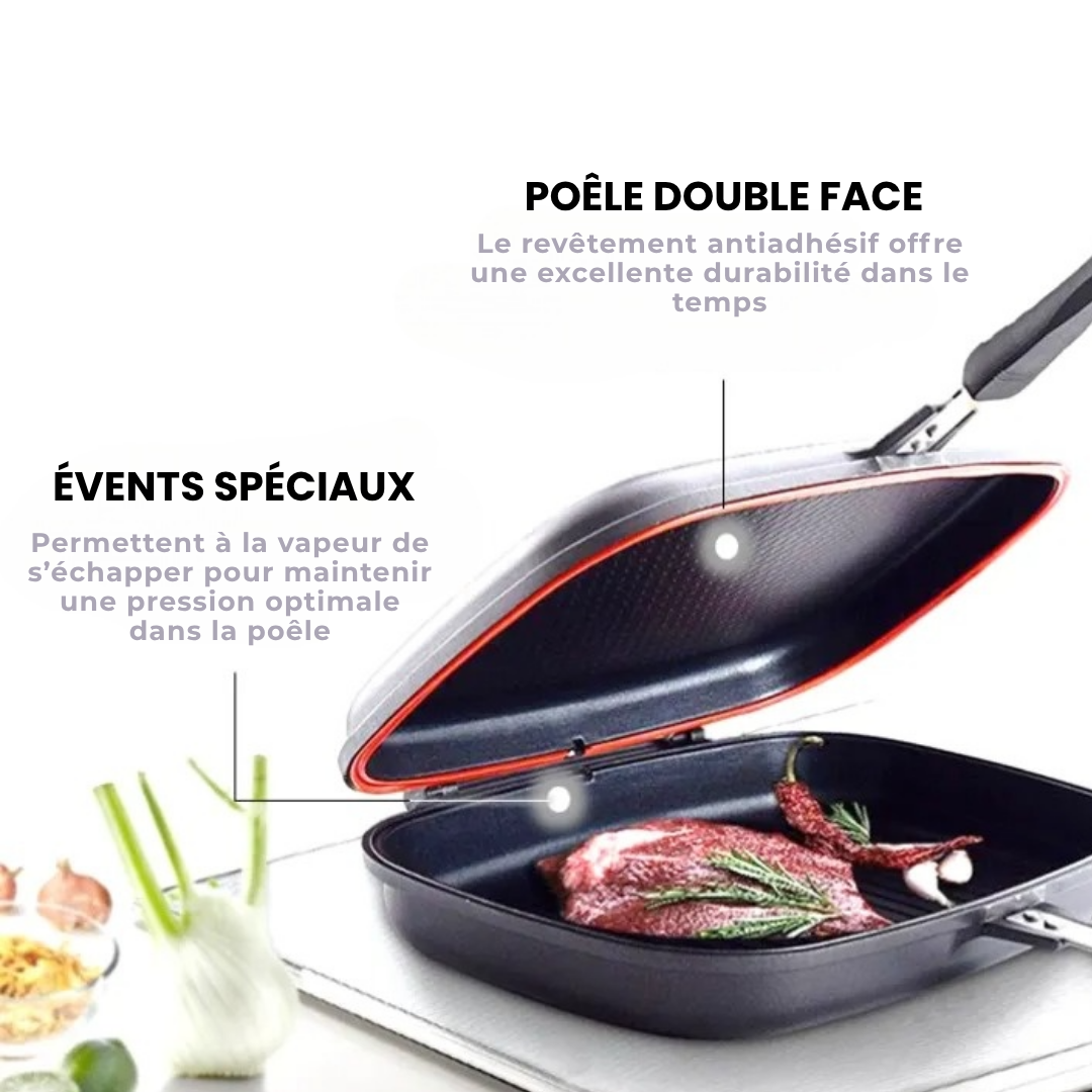 Poêle Double Face Antiadhésive 40 cm DESSINI Italy – Grill Pression en Aluminium avec Joint Silicone – Image 2