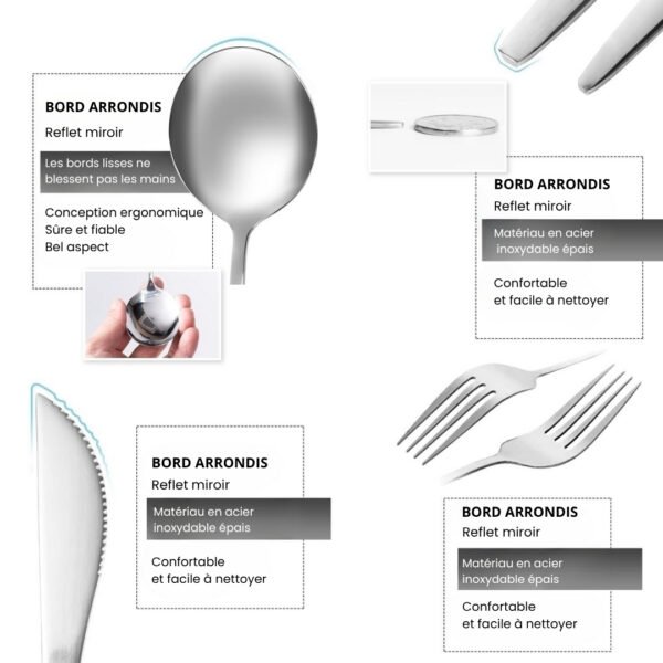 Service de Couverts 24 Pièces en Acier Inoxydable avec Coffret Cadeau - Argent – Image 5