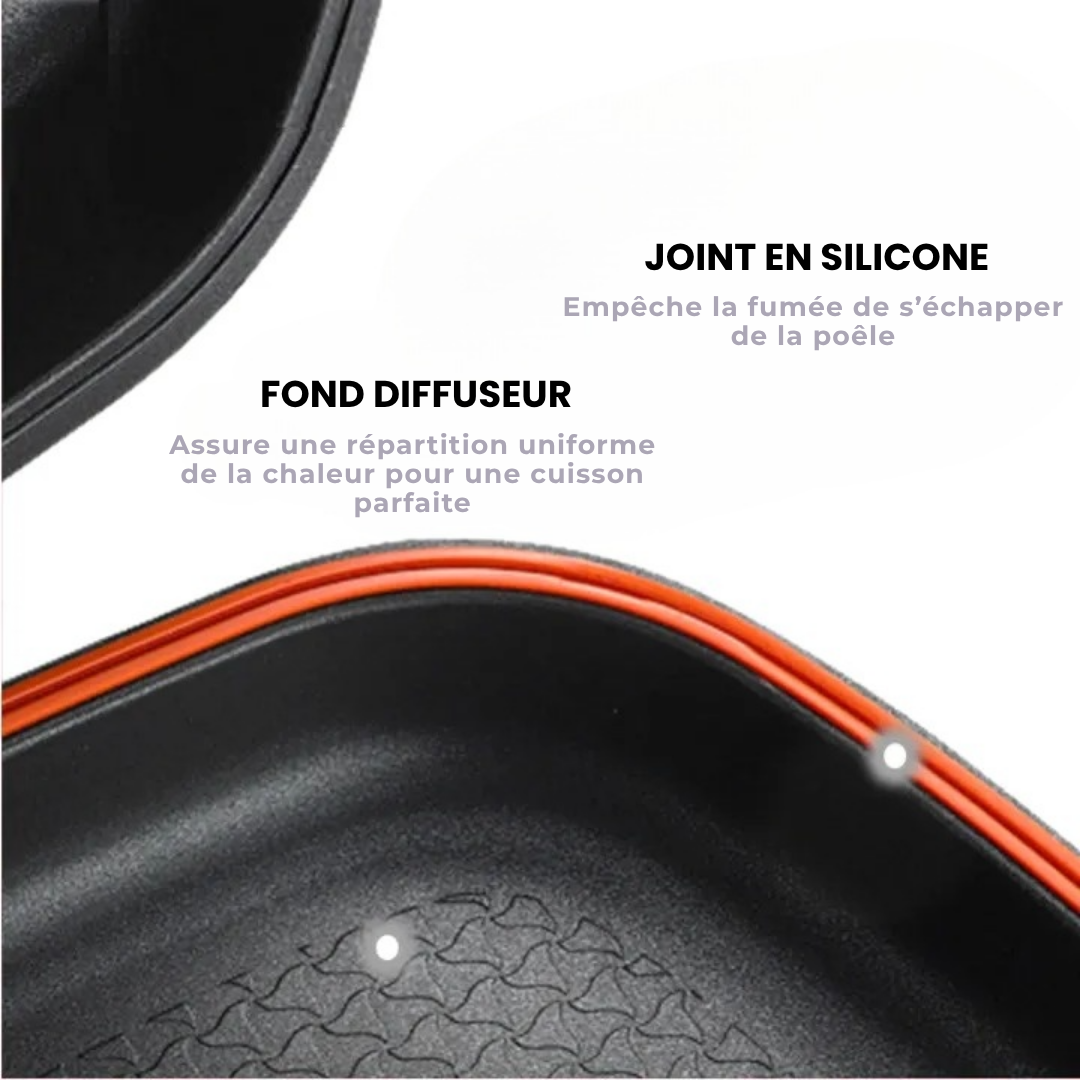 Poêle Double Face Antiadhésive 40 cm DESSINI Italy – Grill Pression en Aluminium avec Joint Silicone – Image 3