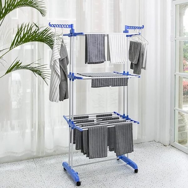 Séchoir à Linge Multifonction HUTVD – Acier Allié, Pliiable & Mobile – Image 4