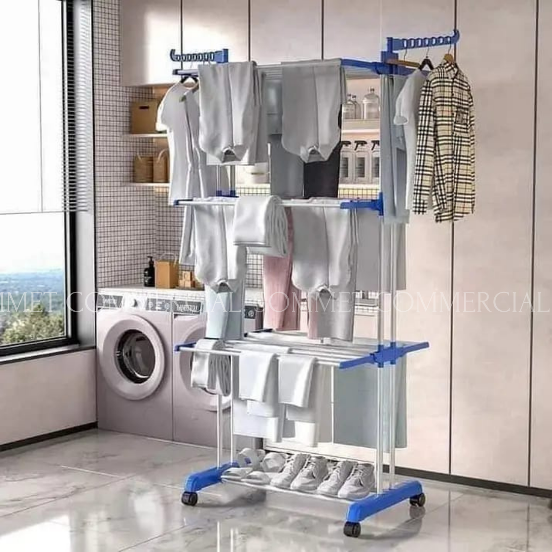 Séchoir à Linge Multifonction HUTVD – Acier Allié, Pliiable & Mobile