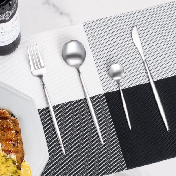 Service de Couverts 24 Pièces en Acier Inoxydable avec Coffret Cadeau - Argent – Image 3