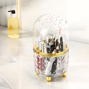 Porte-Brosse de Maquillage Rotatif avec Couvercle