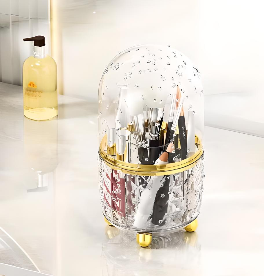 Porte-Brosse de Maquillage Rotatif avec Couvercle