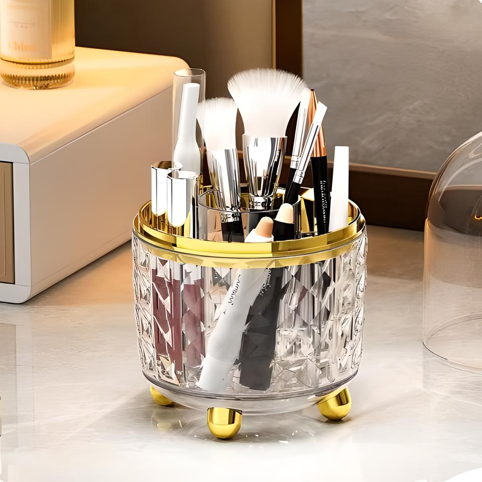 Porte-Brosse de Maquillage Rotatif avec Couvercle – Image 2