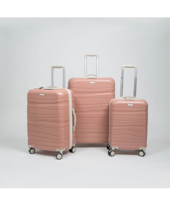 Set de trois valises avec roues démontables - Titou - Saumon Crème