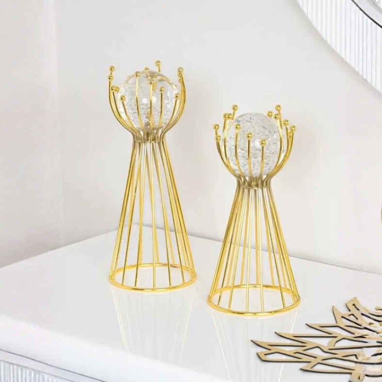 Set de 2 Boules de Cristal avec Support – Décoration d’Intérieur Élégante