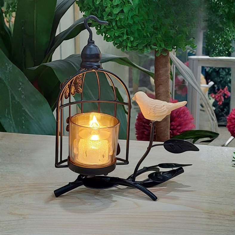 Porte-Bougie Rétro en Forme de Papillon – Style Cage à Oiseaux et Fleur Creuse – Image 2