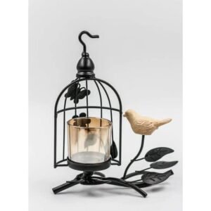 Porte-Bougie Rétro en Forme de Papillon – Style Cage à Oiseaux et Fleur Creuse