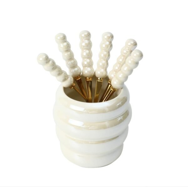 Set de 6 Cuillères “Pearl” Lepelclub avec Support en Céramique – Image 3