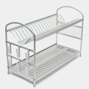 Égouttoir à Vaisselle 2 Étages en Aluminium Taille L – Grande Capacité et Design Moderne
