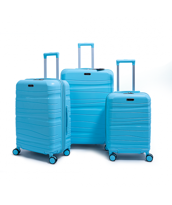 Set de trois valises avec roues démontables - Titou - Vert d'eau