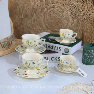 Service Tasses à Café Floral Printemps – Porcelaine Élégante