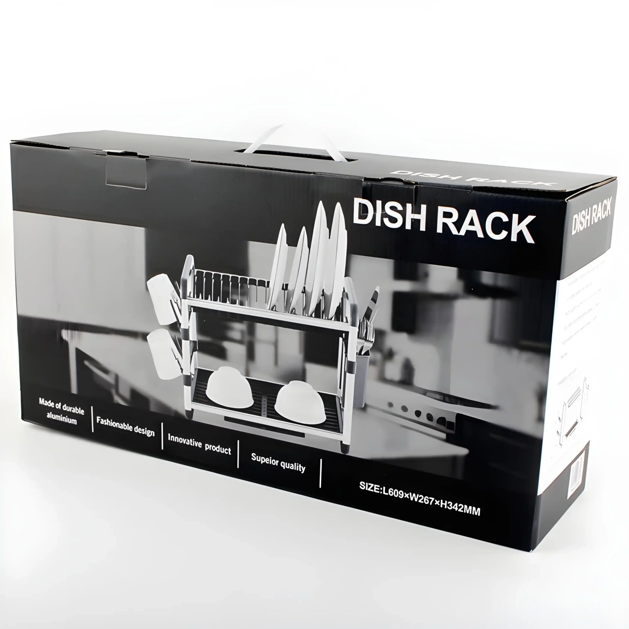 Égouttoir de Vaisselle 2 Étages en Aluminium – Silver – Image 6