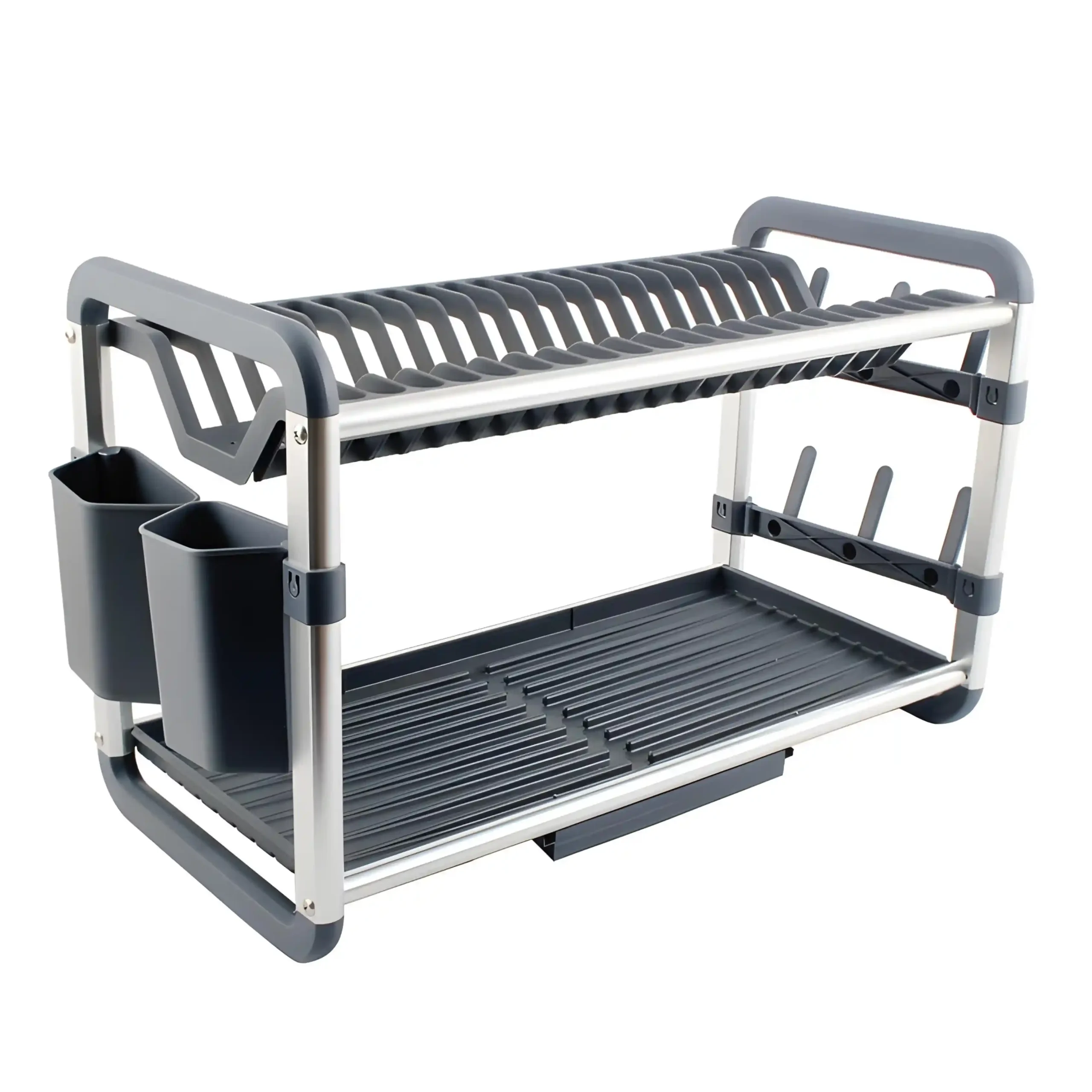 Égouttoir de Vaisselle 2 Étages en Aluminium – Silver – Image 5