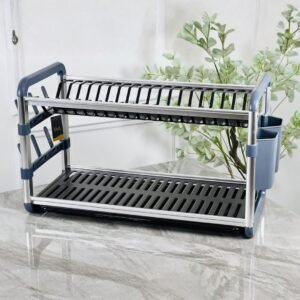 Égouttoir de Vaisselle 2 Étages en Aluminium – Silver