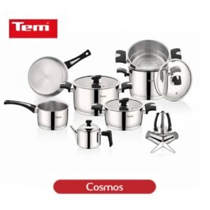 BATTERIE DE CUISINE 15 PIÈCES COSMOS EN INOX 18/10 TEM