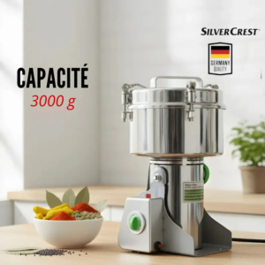 Moulin À Café Et Épices Silver Crest 3KG – Broyeur Électrique 1800W en Acier Inoxydable