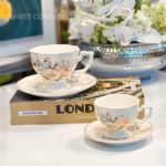 Coffret Service Café 12 Pièces en procelaine – Café au Lait & Café Turc Floral