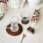 Service à Thé et Café Diamant en Verre et Bois – Coffret 18 Pièces Élégant