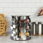 Tourniquet à épices 360° inox avec 12 pots en verre – rangement cuisine pratique