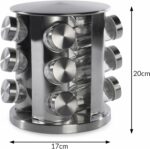 Tourniquet à épices 360° inox avec 12 pots en verre – rangement cuisine pratique – Image 6