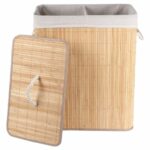 Panier à linge en bambou 90L avec 2 compartiments et couvercle – Pratique et écologique – Image 3