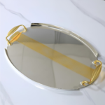 Série de 2 Plateaux en Acier Inoxydable 18/10 – Design Luxe avec Poignées Dorées – Image 2