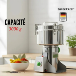 Moulin À Café Et Épices Silver Crest 3KG – Broyeur Électrique 1800W en Acier Inoxydable