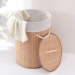 Panier à linge rond en bambou 35x50 cm – Naturel, pratique et écologique