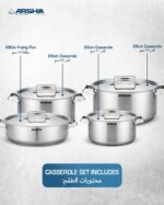 Batterie de cuisine ARSHIA 8 Pièces en acier inoxydable – Image 2