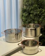 Batterie de cuisine ARSHIA 9 Pièces en acier inoxydable – Poignées effet cuivré – Image 3