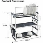 Égouttoir de Vaisselle 3 Étages en Aluminium – Silver – Image 2