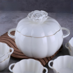 Service à soupe en porcelaine blanc avec louche – 9 pièces élégantes – Image 2