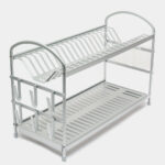 Égouttoir à Vaisselle 2 Étages en Aluminium Taille L – Grande Capacité et Design Moderne