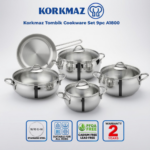 Batterie de Cuisine Korkmaz 9 Pièces en Inox 18/10 - Tombik A1800