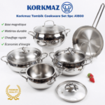 Batterie de Cuisine Korkmaz 9 Pièces en Inox 18/10 - Tombik A1800 – Image 3