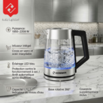 Bouilloire Électrique HOMMER 3 en 1 1,7L 2200W – Infuseur, LED Bleu & 360° – Image 2