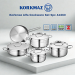 Batterie de Cuisine Korkmaz 9 Pièces en Inox 18/10 - Alfa A1660