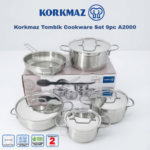 Batterie de Cuisine Korkmaz 9 Pièces en Inox 18/10 - Tombik A2000