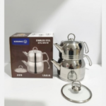 Théière en acier inoxydable Korkmaz avec pot A1619 – Image 2