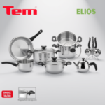 BATTERIE DE CUISINE 15 PIÈCES ELIOS EN INOX 18/10 TEM