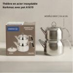 Théière en acier inoxydable Korkmaz avec pot A1619